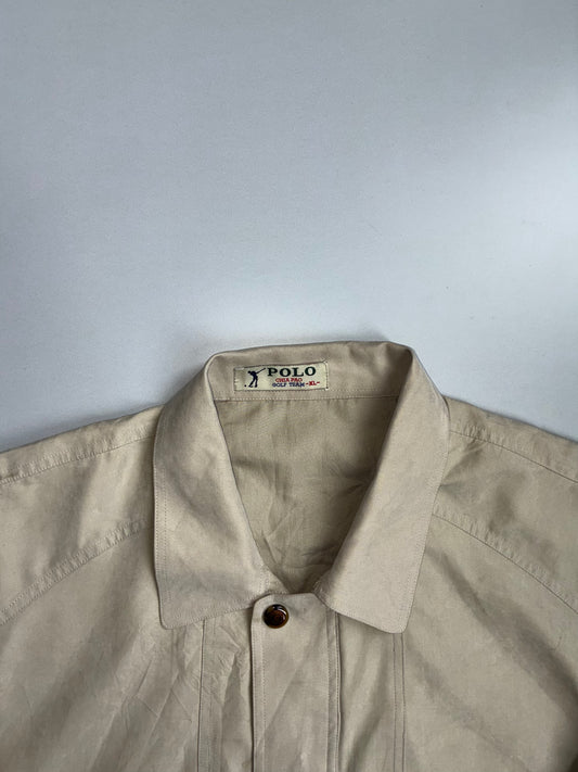 Polo Chia Pao Golf Team Vintage Beige Snap Button Bomber Jacket XL