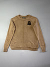 Lauren Ralph Lauren Camel Knit Sweater with Gold Crest Patch (S/M)