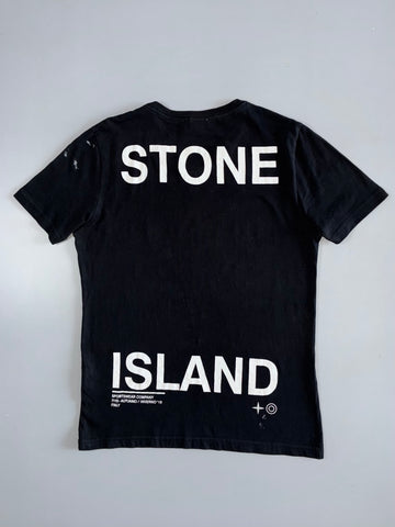 Stone Island Black Tee | Compass Logo Print (M)