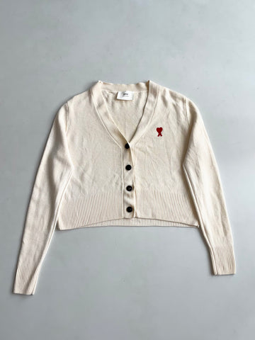 AMI Paris Ami de Coeur Cream Cropped Cardigan women’s (S)