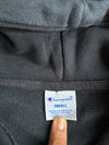 Champion Black Hoodie – Striped Rib Hem & Cuffs – (S)