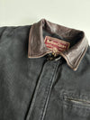 Marlboro Classics Vintage Black Canvas Work Jacket – Brown Leather Collar (XL)