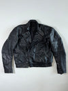 Vintage Black Genuine Leather Moto Biker Jacket Padded  (L)
