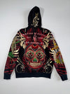 Christian Audigier Y2K Rhinestone Sugar Skull Tattoo Full-Zip Hoodie (M/L)