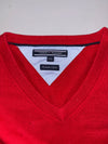 Tommy Hilfiger Red Premium Cotton V-Neck Sweater (XL)