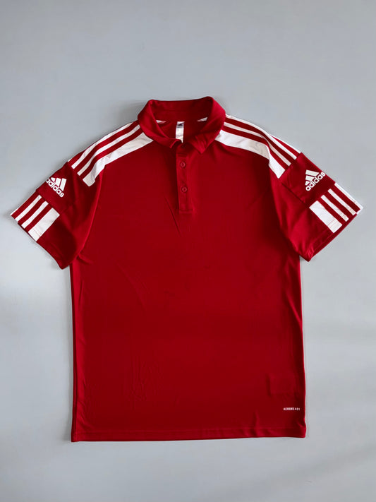 Adidas Squadra 21 Aeroready 3-Stripes Football Polo T-Shirt  Red/White (L)