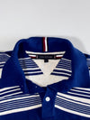 Tommy Hilfiger Blue & White Striped Long Sleeve Knit Polo with Hilfiger Logo, Size(XL)