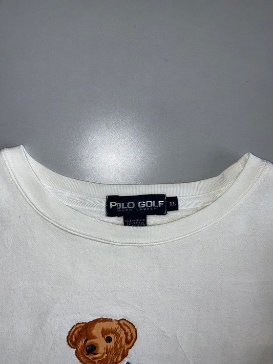 Polo Golf Ralph Lauren | Vintage Golf Bear Crewneck Sweatshirt White (2XL/3XL)