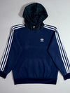 Adidas Originals Navy 3-Stripe Hoodie with Tartan Plaid Hood (S)