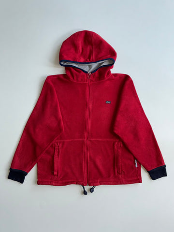 Vintage Asics Red Fleece Hooded Zip Jacket(S)