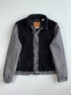 Levi’s Premium Black Sherpa Grey Denim Trucker Jacket(L)