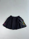 Y2K Ed Hardy Black Rhinestone Tattoo Flare Mini Skirt (L:17) (W :26)