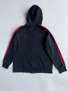 Adidas 3-Stripe Zip Hoodie | Black Red (L)