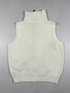 Vintage 90s Polo Ralph Lauren Cream Ribbed Knit Full-Zip Sweater Vest (M)