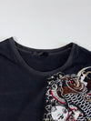 Vintage Japanese Koi & Kintaro Embroidered Tee – Black (XL)
