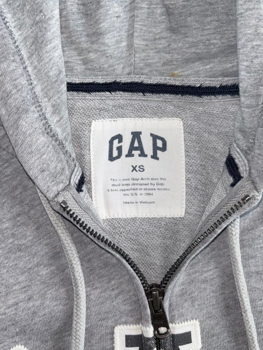 GAP Arch Logo Full-Zip Hoodie | Heather Grey | Classic GAP Block Logo (M)