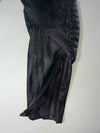 Vintage Black Leather Biker Pants with Padded Ribbed Knees (W:32) (L:37)