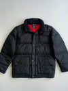 Polo Ralph Lauren Red Pony Fleece Collar Red Lined Quilted Down Puffer Jacket Black (M)