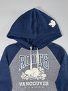 Roots Vancouver Canada Beaver Logo Colorblock Hoodie – Navy/Grey (S)