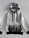 Double Diamond “I Am Hot” Grey Flame Graphic Zip Hoodie (M)