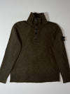 Stone Island Button Mock Neck Wool Knit – Olive Green (M/L)
