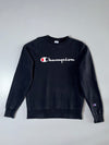 Champion Black Script Logo Crewneck Sweatshirt (S)