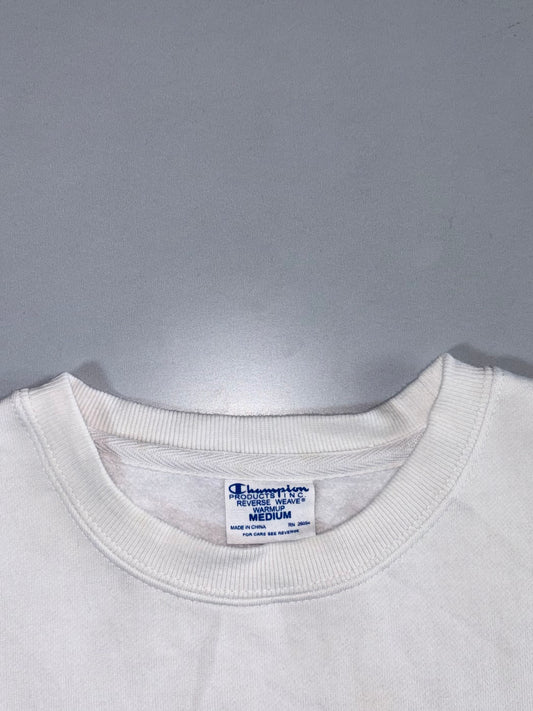 Champion Reverse Weave Big C Logo Crewneck White Side Zip (M)
