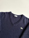 Vintage 80s Lacoste Navy V-Neck Wool Sweater – Made in France (M/L)