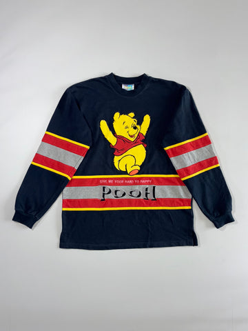 Disney Pooh | Vintage Navy Hockey Stripe Embroidered Sweatshirt | (XL)