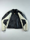 Dainese Black & Cream Leather Motorcycle Racing Jacket Padded (XL)