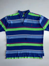 Polo Ralph Lauren Vintage Multistripe Polo T-Shirt | Red Pony Logo | Navy/Green/Blue (XL)