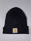 Vintage Carhartt Black Ribbed Knit Watch Beanie (H:12 inches/W:18 inches)