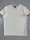 Tommy Hilfiger White Tipped Collar Slim Fit T-Shirt (L)