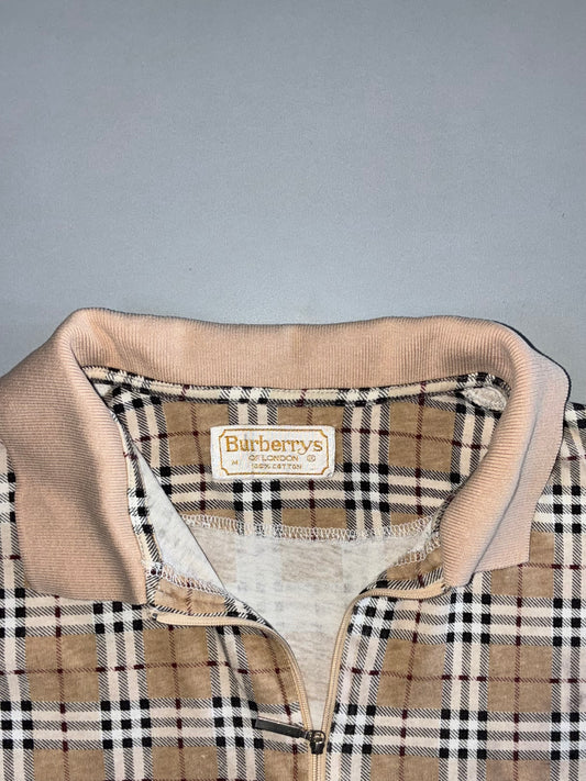 Burberry’s of London Vintage Nova Check Half-Zip Polo | Made in England (L)