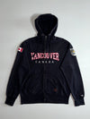 Roots Vancouver Canada Embroidered Zip Hoodie Black Canadian flag patch (XL)