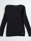 Lauren Ralph Lauren Black Cable Knit Sweater with Gold Buttons | woman’s Size (XS)