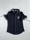 Sexpot Revenge Y2K Black Snakeskin Trim Lace-Up Shirt won’t Women’s (S)
