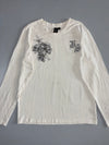 Oniarai Original  Rhinestone Floral & Dragon Graphic Long Sleeve Tee – White (M)