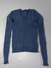 Ralph Lauren Blue Cable Knit V-Neck Sweater Women’s (XS)