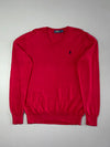Polo Ralph Lauren Red V-Neck Knit Sweater –(M)