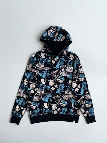 Jizo Bosatsu “The Master” Graphic Hoodie – Black Multi Print  (S/M)