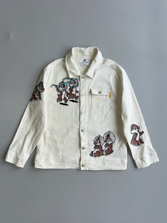 Hong Kong Disneyland Chip ‘n’ Dale All-Over Print Cream Denim Jacket (L)