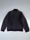 Lacoste Navy Quilted Bomber Jacket with Striped Collar (M)