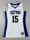 Nike Dri-FIT Crestwood #15 Basketball Jersey – White/Blue (XS)
