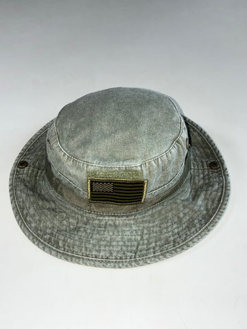 Eagle Crest Washed Olive Boonie Bucket Hat with US Flag Patch (56cm)
