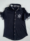 Sexpot Revenge Y2K Black Snakeskin Trim Lace-Up Shirt won’t Women’s (S)