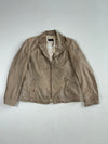 Vintage Cabrini Beige Leather Asymmetric Zip Biker Jacket Women's (M)