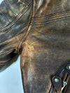 Vintage 90s Classic Gear Distressed Brown Leather Biker Jacket (XL)