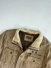 Levi’s Tan Canvas Sherpa Collar Utility Jacket – Quilted Lining, Flap Pockets (XL)