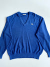 Vintage Chemise Lacoste Royal Blue V-Neck Knit Sweater – Made in France(XL)